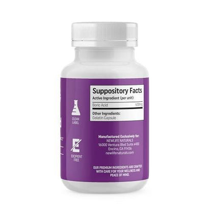 NewLife Naturals Boric Acid Suppositories for Women – 600mg NF Grade Boric Acid Powder, Vaginal Odor & pH Balance, Vaginal Suppositories, Made in USA, 60 Count