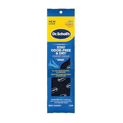Dr. Scholl's® Stay Odor-Free & Dry Comfort Insoles with Odor-X®, Unisex Inserts, 1 Pair, Full Length Trim to Fit Men's Shoe Sizes (7-13) and Women's Shoe Sizes (5-10)