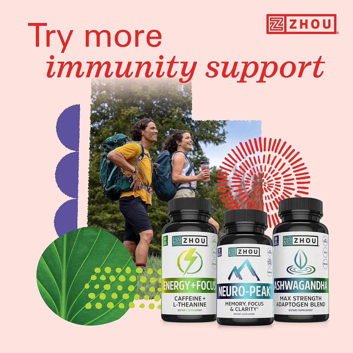 Zhou Vitamin C+ Gummies - Vitamin C Gummies for Adults and Kids, 270 mg per Gummy with Bioflavinoids and Acerola for Immune Support - 60 Vegan Gummies - görsel 2