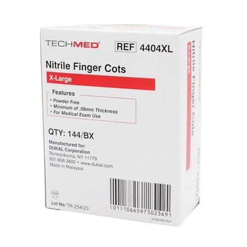 Dukal TEC 4404XL Tech-Med Nitrile Finger Cot, X-Large, 0.08 mm Thickness (Pack of 144) - görsel 5