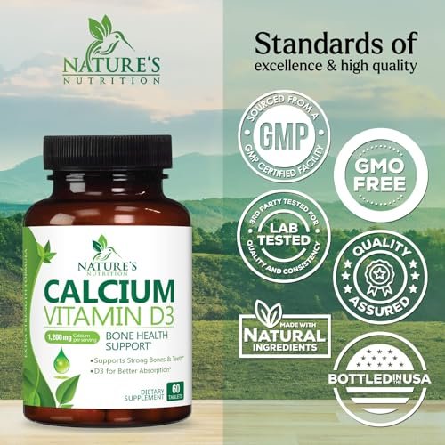 Calcium Supplement with Vitamin D3-1200 mg Calcium per Serving with D3 for Best Absorption - Supports Immune Health, Bones & Teeth - Nature's Calcium is Bottled in USA for Women & Men - 60 Tablets - görsel 8