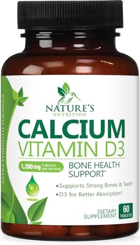 Calcium Supplement with Vitamin D3-1200 mg Calcium per Serving with D3 for Best Absorption - Supports Immune Health, Bones & Teeth - Nature's Calcium is Bottled in USA for Women & Men - 60 Tablets - görsel 2