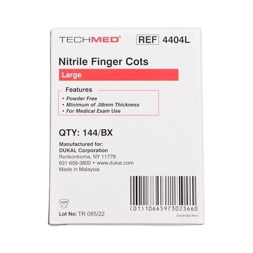Dukal TEC 4404L Tech-Med Nitrile Finger Cot, Large, 0.08 mm Thickness (Pack of 144) - görsel 10