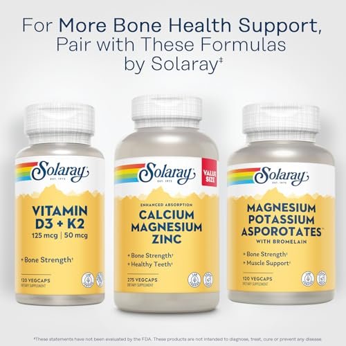 SOLARAY Calcium Magnesium Zinc Supplement - with Calcium 1000mg, Magnesium 500mg - Bone Health, Muscle Function, Heart Health and Immune Support - Vegan, 60 Day Guarantee, 68 Servings, 275 VegCaps - görsel 1