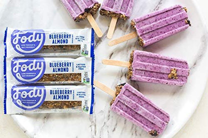 Fody Foods Snack Bars, Blueberry Almond, 1.41 Oz (Pack of 12), 3g Protein, Low FODMAP, Gut & IBS Friendly, Vegan, Lactose Free, Non-GMO, Gluten Free
