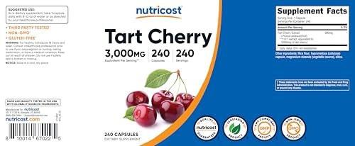 Nutricost Tart Cherry Extract 240 Vegetarian Capsules - Gluten Free, Non-GMO - görsel 1
