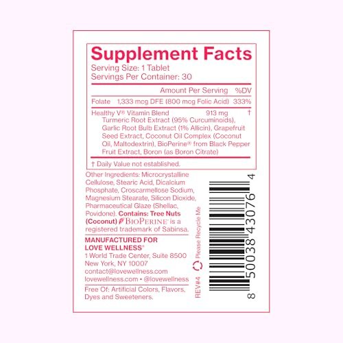 Love Wellness Healthy V Vitamin | Women's Vaginal Health Supplement | pH Balance, Gut Health & Immune Support | Balance of Candida Yeast with Turmeric, Garlic & Coconut Oil | 30 Count - görsel 5
