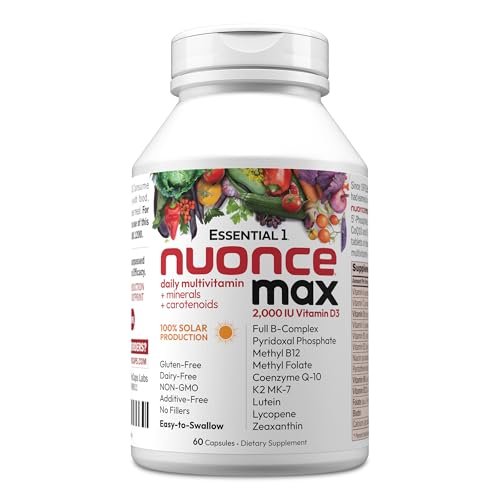 ANDREW LESSMAN Essential-1 nuonce max Multivitamin 2000 IU Vitamin D3 60 Small Capsules. 100 mcg Methyl B12. CoQ10 Lutein Lycopene Zeaxanthin. High Potency. No Additives. Ultra-Mild One Daily Capsule - görsel 1
