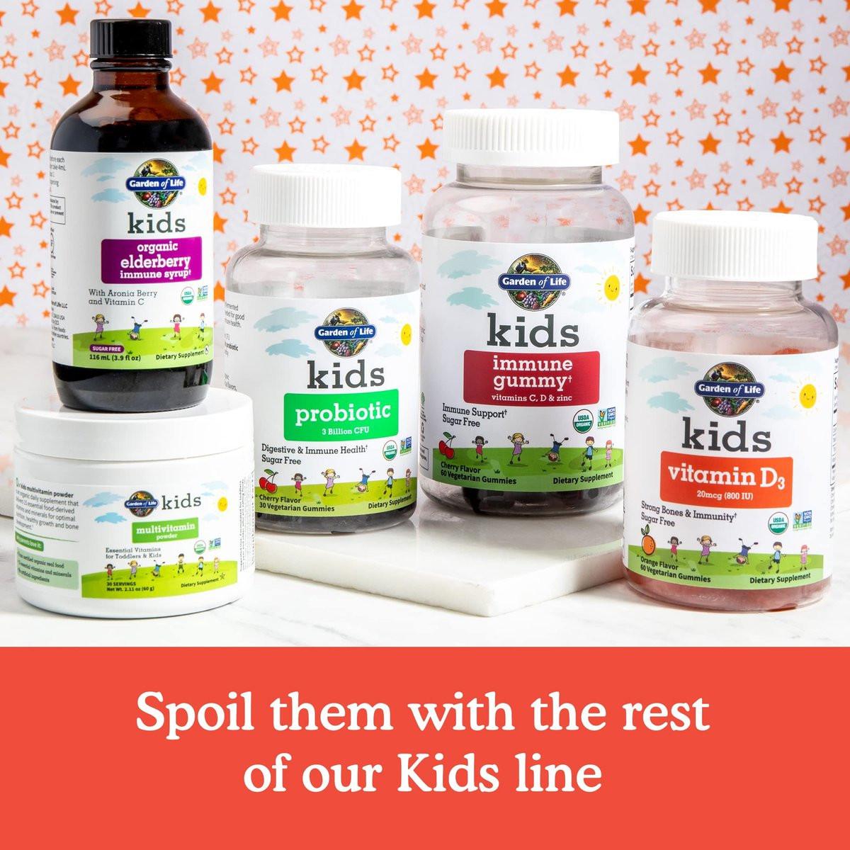 Garden of Life Kids Immune Support Gummies with Vitamin C, D as D3 & Zinc for 3-in-1 Daily Children’s Immunity – Organic, Non-GMO, Gluten-Free, Vegetarian, Sugar Free, Cherry Flavor, 30 Day Supply - görsel 14