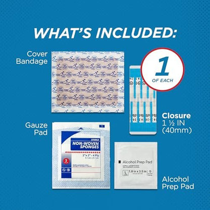 Clozex Complete Emergency Laceration Kit - Repair Wounds Without Stitches, FSA HSA Eligible Skin Clean Cover Closure Device for 2 Individual Or Combine for 2 1/2 in. Length