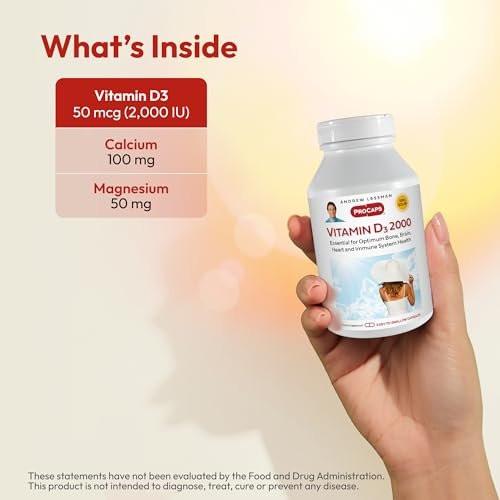 ANDREW LESSMAN Vitamin D3 2000 IU 60 Capsules - High Potency, Essential for Calcium Absorption, Supports Bone Health, Brain Health, Immune System, More. Small Easy to Swallow Capsules - görsel 6