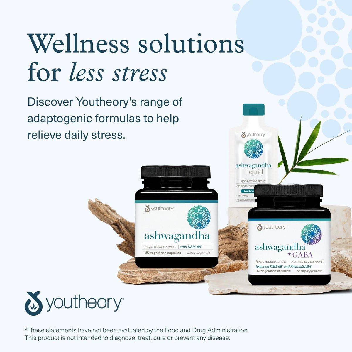 Youtheory Ashwagandha - with Organic KSM-66 Ashwagandha - Herbal Blend to Support Stress Relief & Energy Levels* - Helps Support Mood* - 60 Vegetarian Capsules (30-Day Supply) - görsel 5