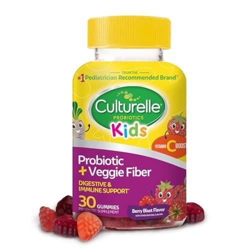 Culturelle Daily Probiotic for Kids + Veggie Fiber Gummies (Ages 3+) 30 Count Berry Flavor - Probiotics for Digestive Health & Immune Support Plus Vitamin C Kids Boost - görsel 4