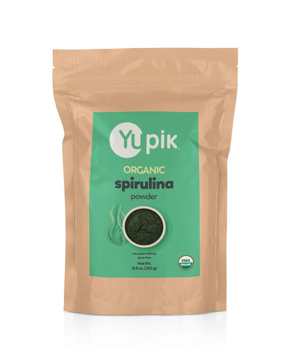 Yupik Organic Spirulina Powder 8.8 oz, USDA Certified, Non-GMO, Kosher, Gluten-Free, Vegan, High in Protein, Iron & Antioxidants, Superfood for Smoothies, Shakes & Baking