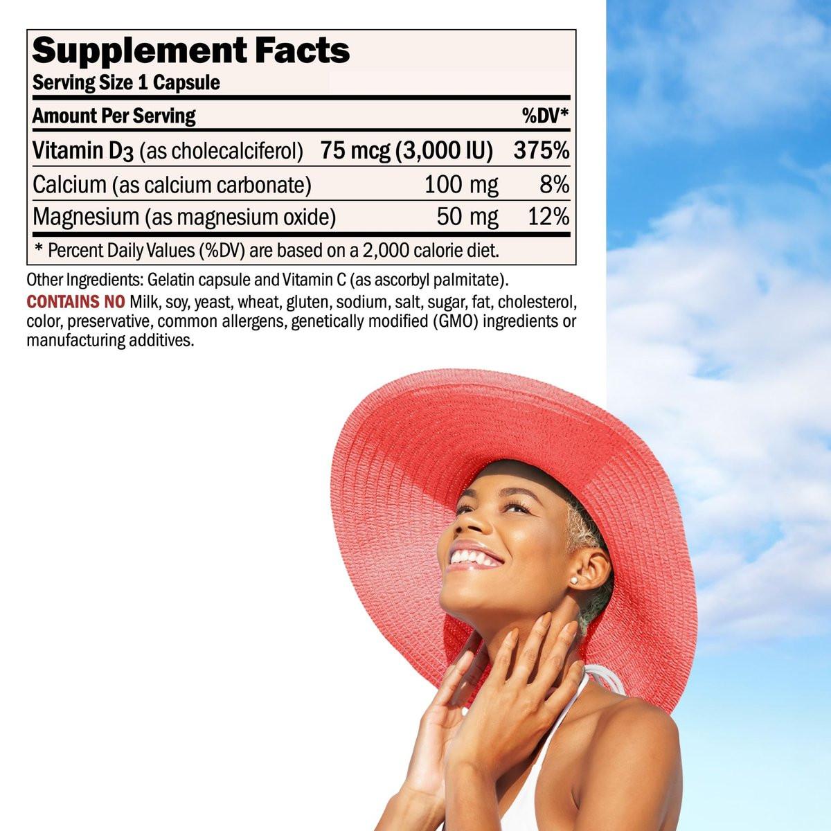 ANDREW LESSMAN Vitamin D3 3000 IU 60 Capsules - High Potency, Essential for Calcium Absorption, Supports Bone Health, Brain Health, Immune System, More. Small Easy to Swallow Capsules - görsel 3