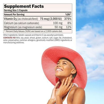 ANDREW LESSMAN Vitamin D3 3000 IU 60 Capsules - High Potency, Essential for Calcium Absorption, Supports Bone Health, Brain Health, Immune System, More. Small Easy to Swallow Capsules