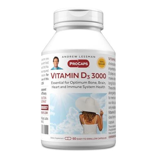 ANDREW LESSMAN Vitamin D3 3000 IU 60 Capsules - High Potency, Essential for Calcium Absorption, Supports Bone Health, Brain Health, Immune System, More. Small Easy to Swallow Capsules - görsel 2