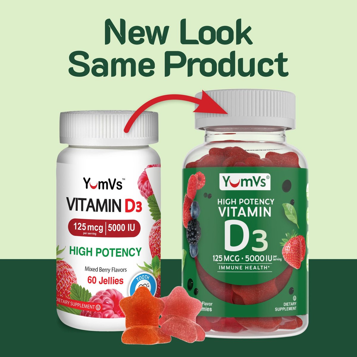 YUM-V'S Vitamin D3 Gummies 5000 IU 125mcg D3 Gummies - Support Immune Support, Strong Bone Health - Non-GMO, Gluten-Free, Dairy-Free, Vitamin D Gummy (120 Count) - görsel 9