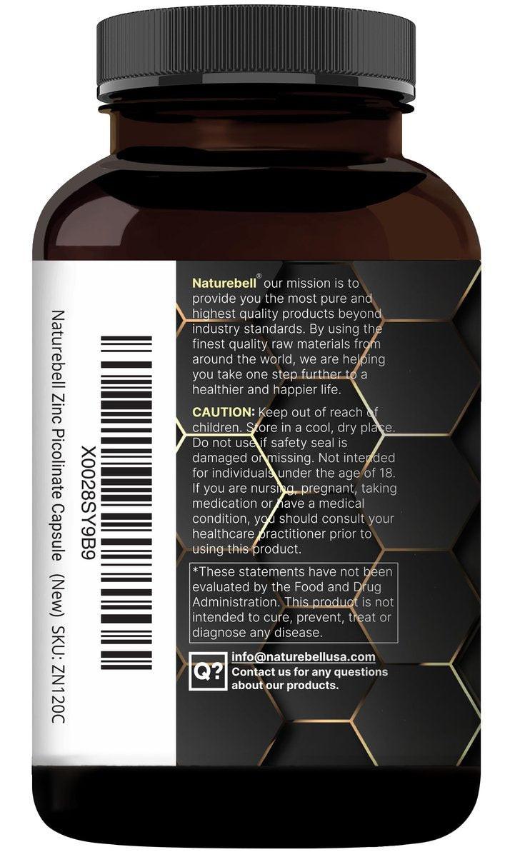 High Potency Zinc Picolinate 100mg - 240 Capsules, Bioavailable Form of Zinc for Immune Support and Skin Health - Non-GMO and Gluten Free - görsel 14