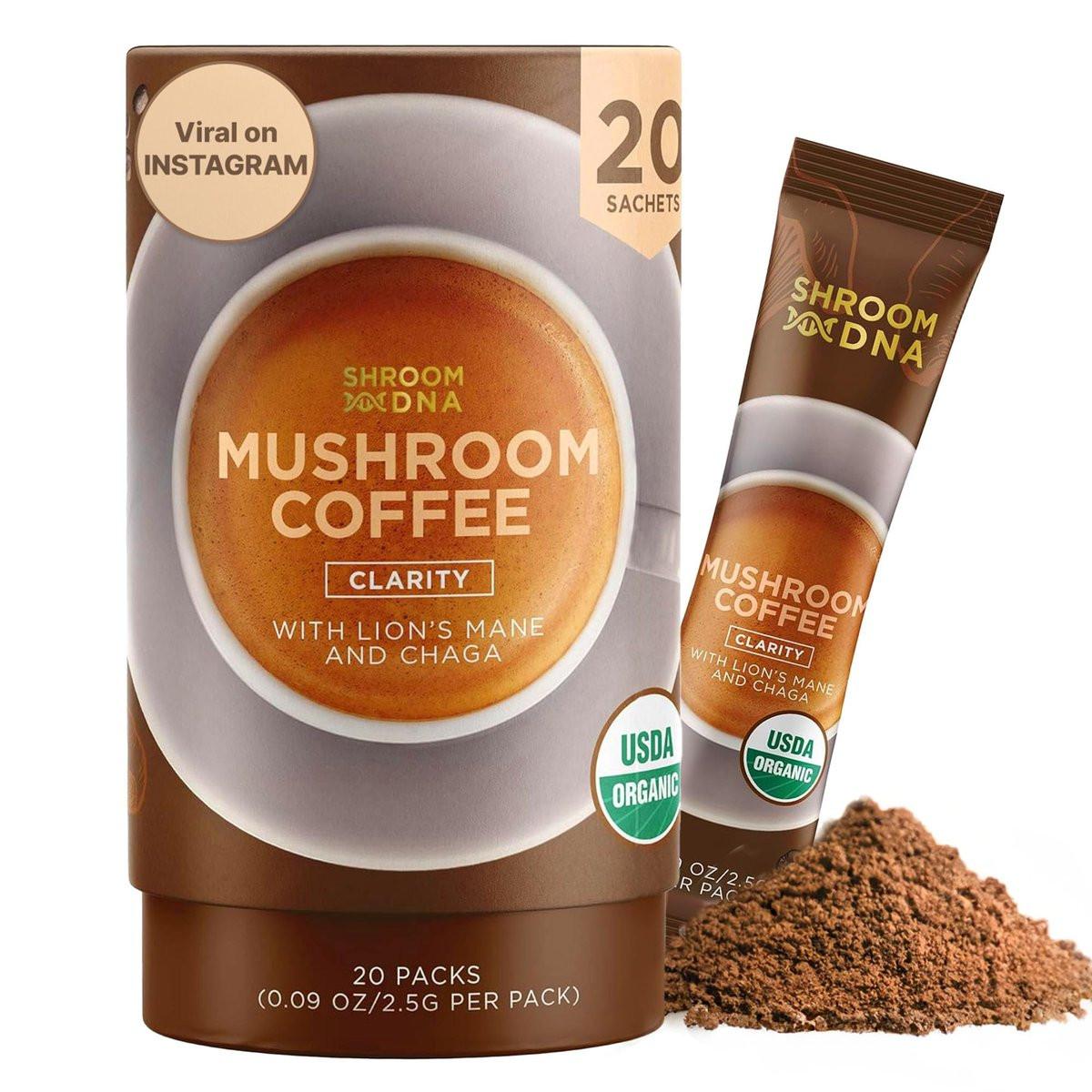 ShroomDNA Mushroom Coffee Blend with Chaga & Lion's Mane | Instant Focus + Clarity All Day | Organic + Vegan + Gluten Free | No Added Sugar | 20 Count - görsel 14