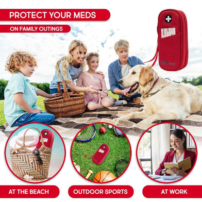 PracMedic Bags Epipen Carry Case – Insulated Epi Pens Carrying Case for Epipens, Auvi-Q, Inhaler, Allergy Medication & Diabetes Supply – Durable Emergency Medical Pouch for Travel (Red)