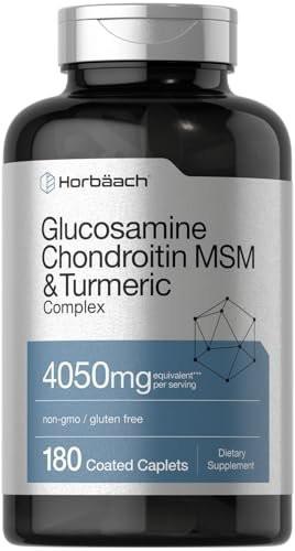 Horbäach Glucosamine Chondroitin MSM | 180 Caplets | with Turmeric | Triple Strength Formula | Non-GMO & Gluten Free Supplement - görsel 3