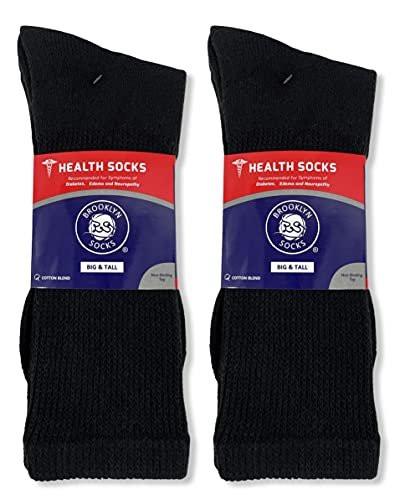 Big and Tall Diabetic Cotton Neuropathy Crew Socks, King Size Mens Athletic Crew Socks (13-16, Black) - 6 pairs - görsel 10