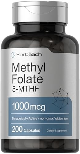 Horbäach Methyl Folate Supplement | 1000 mcg | 200 Capsules | 5-MTHF | Folic Acid | Non-GMO, Gluten Free Methylfolate - görsel 2
