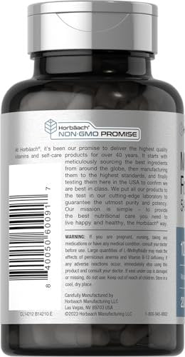 Horbäach Methyl Folate Supplement | 1000 mcg | 200 Capsules | 5-MTHF | Folic Acid | Non-GMO, Gluten Free Methylfolate - görsel 6