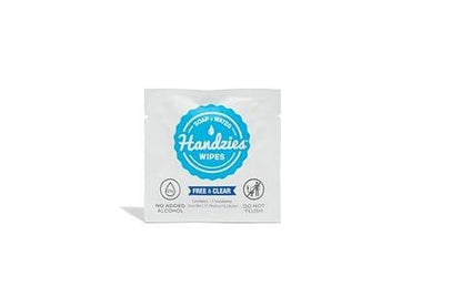 Handzies Natural Soap and Water Hand Wipes, Hypoallergenic, Free and Clear, Individually Packaged Singles (24)