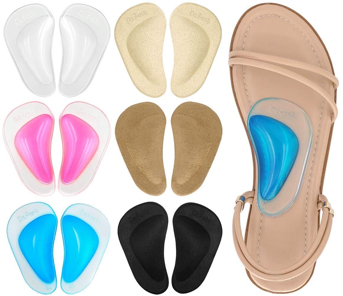 Dr. Foot's Arch Support Shoe Insoles for Flat Feet, Gel Arch Inserts for Plantar Fasciitis, Adhesive Arch Pad for Relieve Pressure and Feet Pain (6 Colors - 6 Pairs, 6 Pair (Pack of 1)) - görsel 1