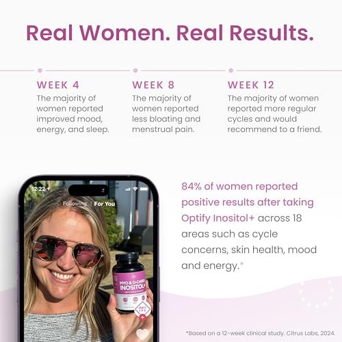 Optify Myo-Inositol & D-Chiro Inositol Supplement for Women | 40:1 Ratio Plus Folate and Vitamin D | Support Healthy Hormonal Balance, Regular Cycles, & Ovarian Health (120 Count) - görsel 6