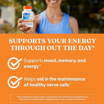 Doctor's Best Vitamin B12 Methylcobalamin 1500 mcg - 180 Vegan Capsules, Gluten Free, Non GMO