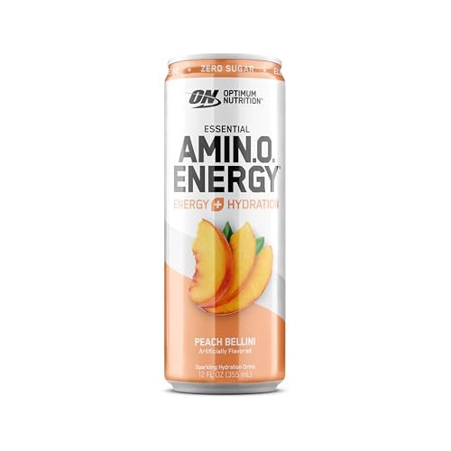 Optimum Nutrition Amino Energy Sparkling Hydration Drink, Electrolytes, Caffeine, Amino Acids, BCAAs, Sugar Free, Peach Bellini, 12 Fl Oz, 12 Pack - görsel 17