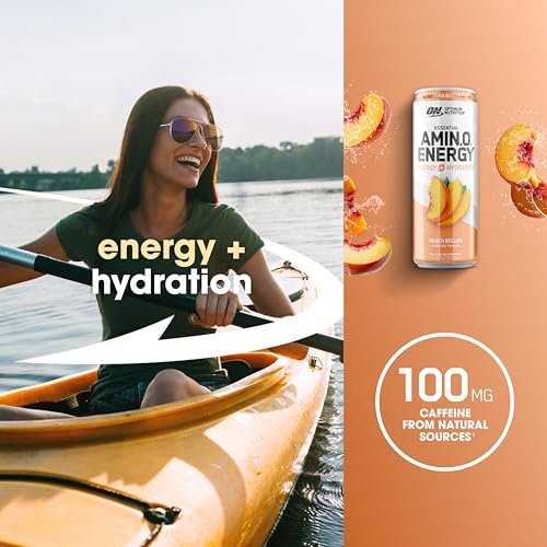 Optimum Nutrition Amino Energy Sparkling Hydration Drink, Electrolytes, Caffeine, Amino Acids, BCAAs, Sugar Free, Peach Bellini, 12 Fl Oz, 12 Pack - görsel 8