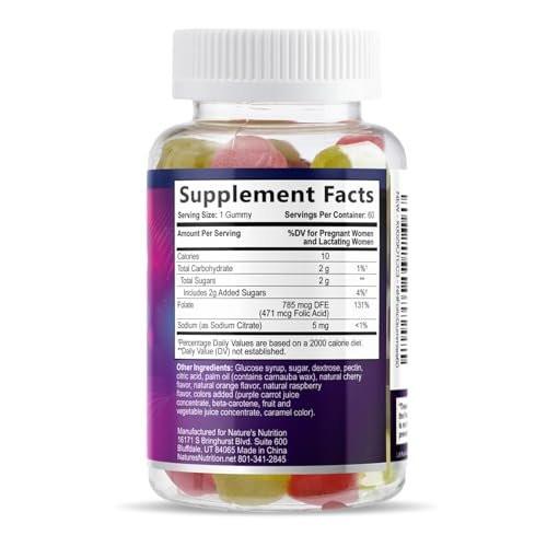Folic Acid Gummies for Women - Folate 785 mcg Per Gummy - Essential Prenatal Vitamins for Mom & Baby, Vegan Folic Supplement Gummy, Daily B9 Vitamin for Before, During & After Pregnancy - 120 Gummies - görsel 5