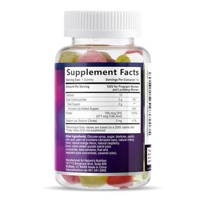 Folic Acid Gummies for Women - Folate 785 mcg Per Gummy - Essential Prenatal Vitamins for Mom & Baby, Vegan Folic Supplement Gummy, Daily B9 Vitamin for Before, During & After Pregnancy - 120 Gummies