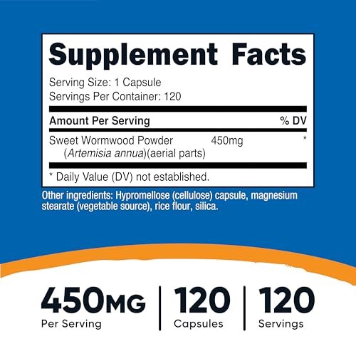 Nutricost Wormwood Capsules 450mg 120 Capsules - Vegetarian Caps, Gluten Free and Non-GMO - görsel 5