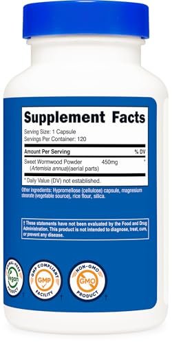 Nutricost Wormwood Capsules 450mg 120 Capsules - Vegetarian Caps, Gluten Free and Non-GMO