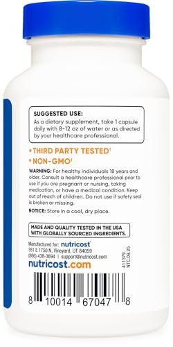 Nutricost Wormwood Capsules 450mg 120 Capsules - Vegetarian Caps, Gluten Free and Non-GMO - görsel 9
