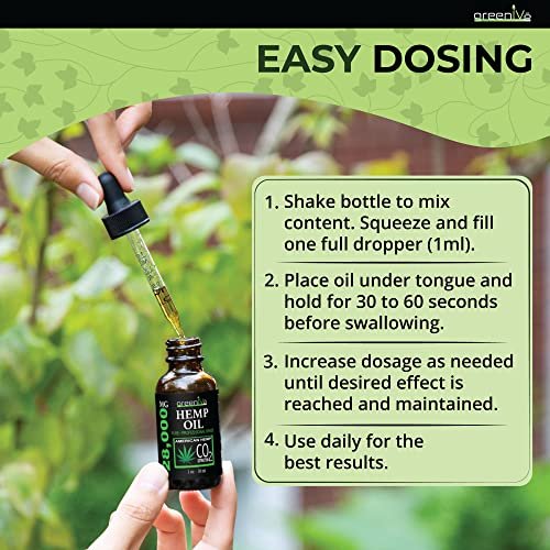 GreenIVe Hemp Oil Drops 28,000mg Per Bottle – Naturally Grown, Vegan, Rich in Omegas – Premium Hemp Oil Dropper – Non-GMO, Made in USA – 30mL (1 Pack) - görsel 1