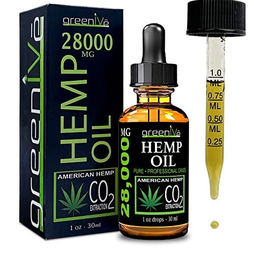 GreenIVe Hemp Oil Drops 28,000mg Per Bottle – Naturally Grown, Vegan, Rich in Omegas – Premium Hemp Oil Dropper – Non-GMO, Made in USA – 30mL (1 Pack) - görsel 2
