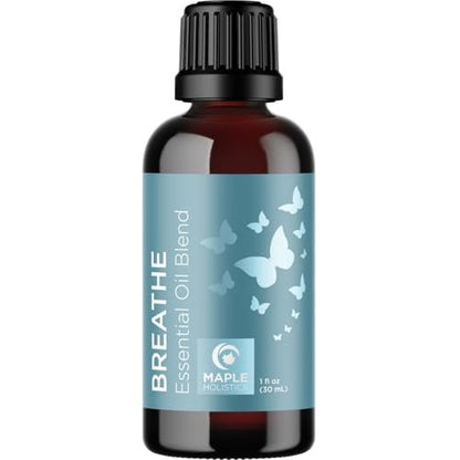 Breathe Essential Oil for Diffuser - Invigorating and Refreshing Breathe Essential Oil Blend with Eucalyptus Peppermint Tea Tree and Mint for Diffusers for Home and Shower Aromatherapy (1 Fl Oz)