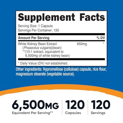 Nutricost White Kidney Bean Extract 120 Capsules for 120 Servings Per Bottle - Vegetarian Caps, Gluten Free and GMO Free