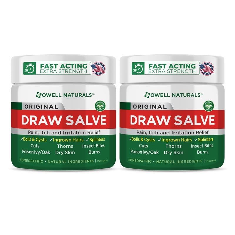 OWELL NATURALS Drawing Salve Ointment for Boil & Cyst Removal, Deep Ingrown Hair, Splinter Remover, Bug Spider Bites, Bee Sting, Mosquito Itching, Poison Ivy, 1 fl Oz (Pack of 2) - görsel 1