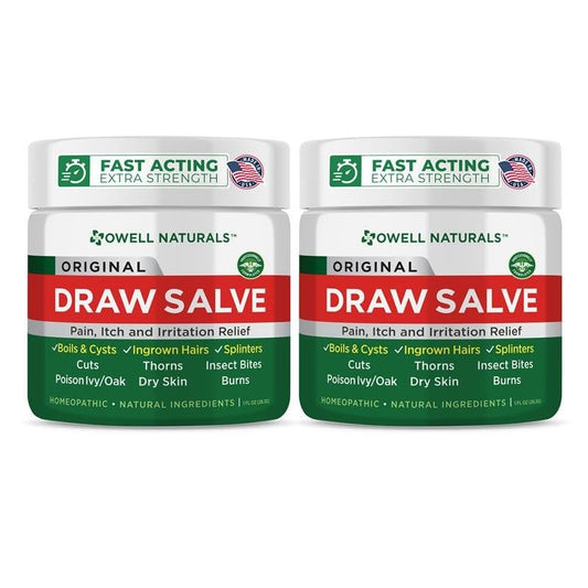 OWELL NATURALS Drawing Salve Ointment for Boil & Cyst Removal, Deep Ingrown Hair, Splinter Remover, Bug Spider Bites, Bee Sting, Mosquito Itching, Poison Ivy, 1 fl Oz (Pack of 2)