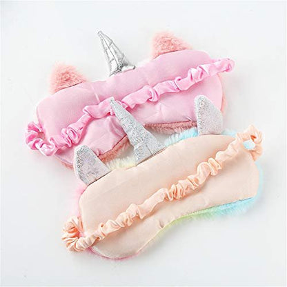 Cute Animal Sleeping Sleep Mask Soft Plush Blindfold Cute Rabbit Panda Koala Eye Cover Eyeshade for Kids Teens Girls Women (Unicorn Rainbow)