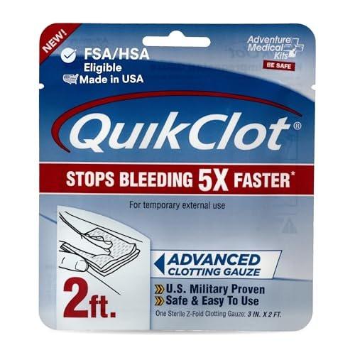Adventure Medical Kits QuikClot Advanced Clotting Gauze - Stops Bleeding Up to 5X Faster Than Standard Gauze - Kaolin Hemostatic Dressing - for First Aid Kits & Survival Gear - 3 x 24 - görsel 2