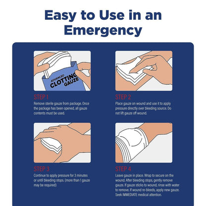 Adventure Medical Kits QuikClot Advanced Clotting Gauze - Stops Bleeding Up to 5X Faster Than Standard Gauze - Kaolin Hemostatic Dressing - for First Aid Kits & Survival Gear - 3 x 24