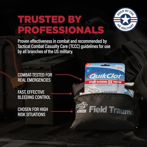 Adventure Medical Kits QuikClot Advanced Clotting Gauze - Stops Bleeding Up to 5X Faster Than Standard Gauze - Kaolin Hemostatic Dressing - for First Aid Kits & Survival Gear - 3 x 24 - görsel 8